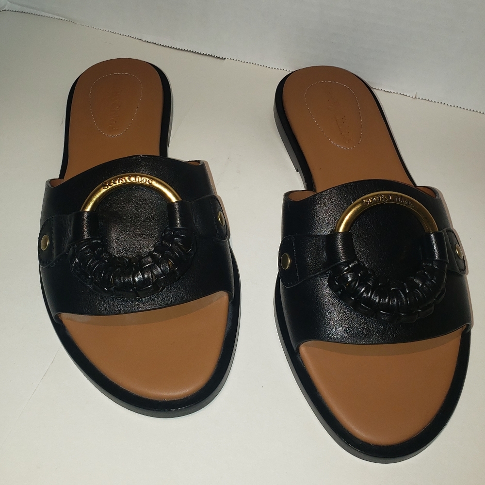 See By Chloe Soft Leather Slide Sandals